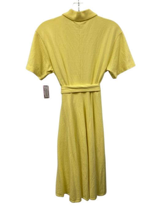 Lacoste Size 38 Yellow Cotton Blend Pique Button Down Short Sleeve Dress Yellow / 38