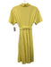 Lacoste Size 38 Yellow Cotton Blend Pique Button Down Short Sleeve Dress Yellow / 38
