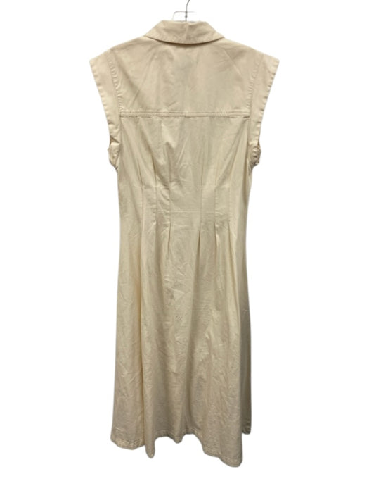 Veronica Beard Size 6 Cream Cotton Contrast Stitch Pintuck Button Down Dress Cream / 6
