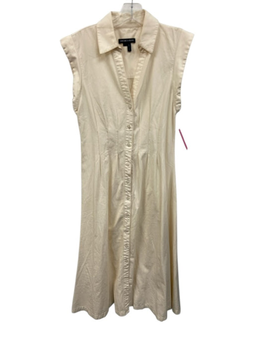 Veronica Beard Size 6 Cream Cotton Contrast Stitch Pintuck Button Down Dress Cream / 6