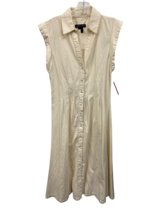 Veronica Beard Size 6 Cream Cotton Contrast Stitch Pintuck Button Down Dress Cream / 6