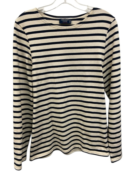 Saint James L'Atelier Size S Cream & Navy Blue Cotton Stripe Boxy Top Cream & Navy Blue / S