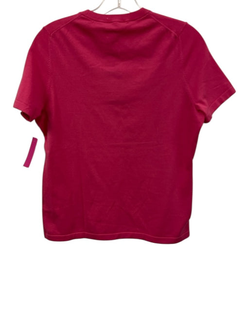 Ann Mashburn Size M Pink Cotton Ribbed Collar short sleeve Top Pink / M