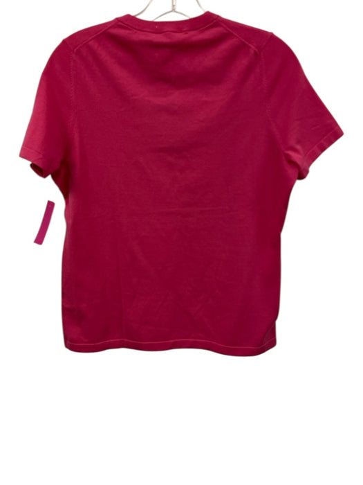 Ann Mashburn Size M Pink Cotton Ribbed Collar short sleeve Top Pink / M
