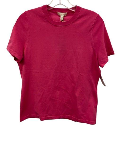 Ann Mashburn Size M Pink Cotton Ribbed Collar short sleeve Top Pink / M