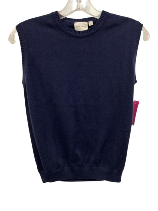 Julia Amory Size M Navy Blue Cotton Blend Knit Ribbed Trim Sleeveless Top Navy Blue / M