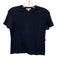 Ann Mashburn Size M Navy Blue Cotton Ribbed Collar short sleeve Top Navy Blue / M
