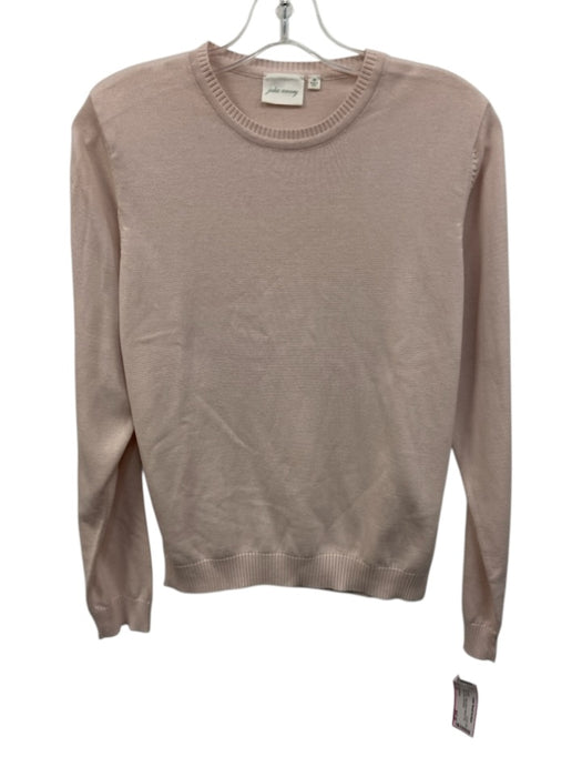 Julia Amory Size M Pale Pink Cotton Blend Ribbed Trim Round Neck Sweater Pale Pink / M