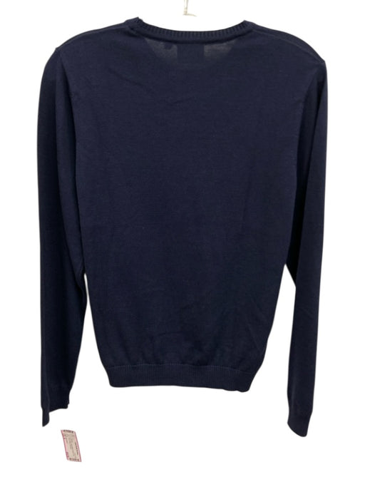 Julia Amory Size M Navy Blue Cotton Blend Ribbed Trim Round Neck Sweater Navy Blue / M