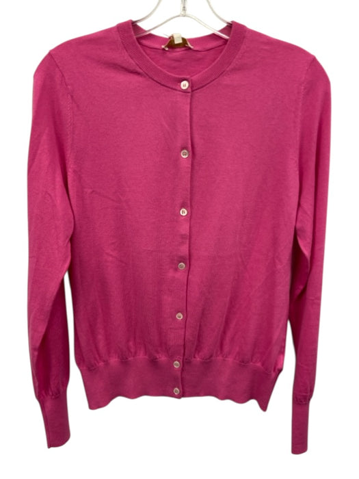 Ann Mashburn Size L Pink cotton silk blend Button Down Round Neck Cardigan Pink / L