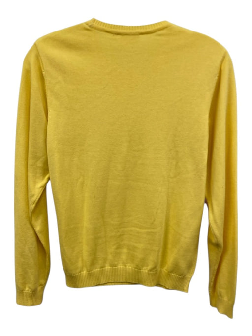 Julia Amory Size M Yellow Cotton Blend Ribbed Trim Round Neck Sweater Yellow / M