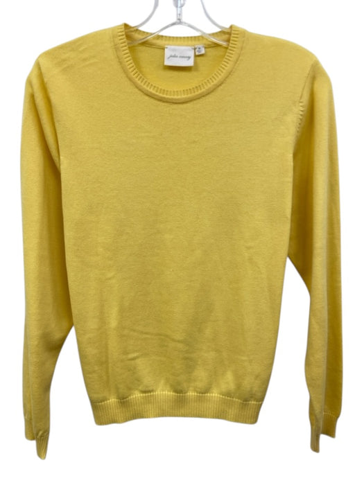 Julia Amory Size M Yellow Cotton Blend Ribbed Trim Round Neck Sweater Yellow / M