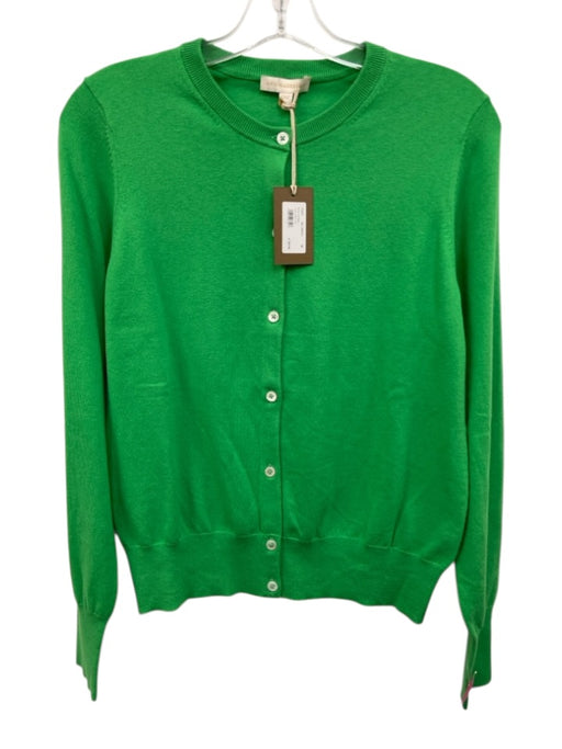 Ann Mashburn Size L Green cotton silk blend Button Down Round Neck Cardigan Green / L
