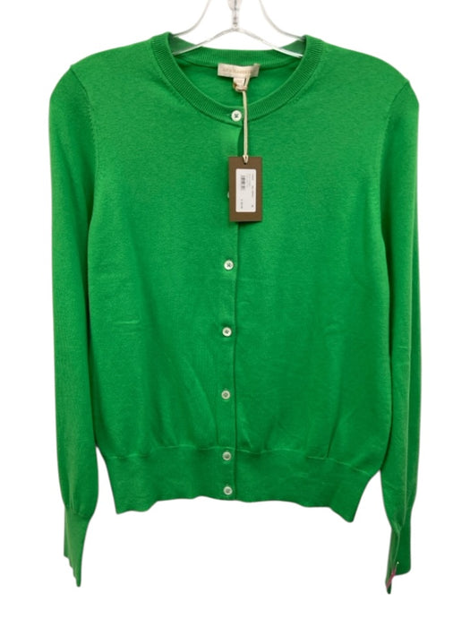 Ann Mashburn Size L Green cotton silk blend Button Down Round Neck Cardigan Green / L