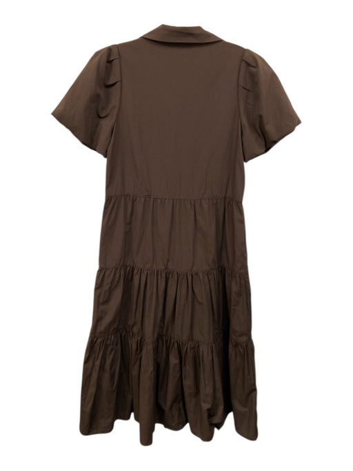 Brochu Walker Size S Brown Cotton Blend Gathered Button Down Puff Sleeve Dress Brown / S