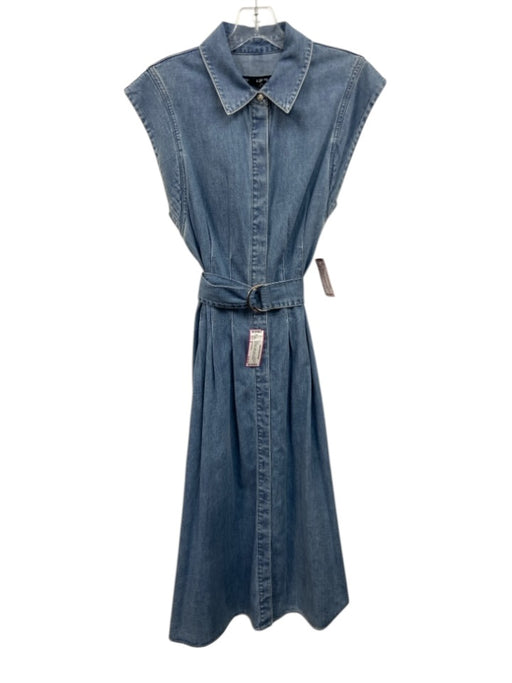 Veronica Beard Size 6 Light Wash Cotton Denim Button Down Cap Sleeve Midi Dress Light Wash / 6