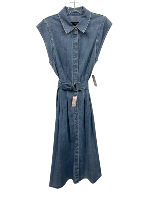 Veronica Beard Size 6 Light Wash Cotton Denim Button Down Cap Sleeve Midi Dress Light Wash / 6
