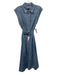 Veronica Beard Size 6 Light Wash Cotton Denim Button Down Cap Sleeve Midi Dress Light Wash / 6