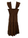 Hill House Size S Brown Rayon Blend Shirred tonal stripe Ruffle Straps Dress Brown / S