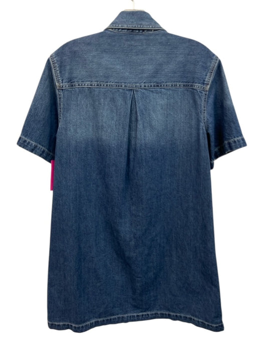 Madewell Size M Medium Wash Cotton Cotton Button Down Short Sleeve Shift Dress Medium Wash / M