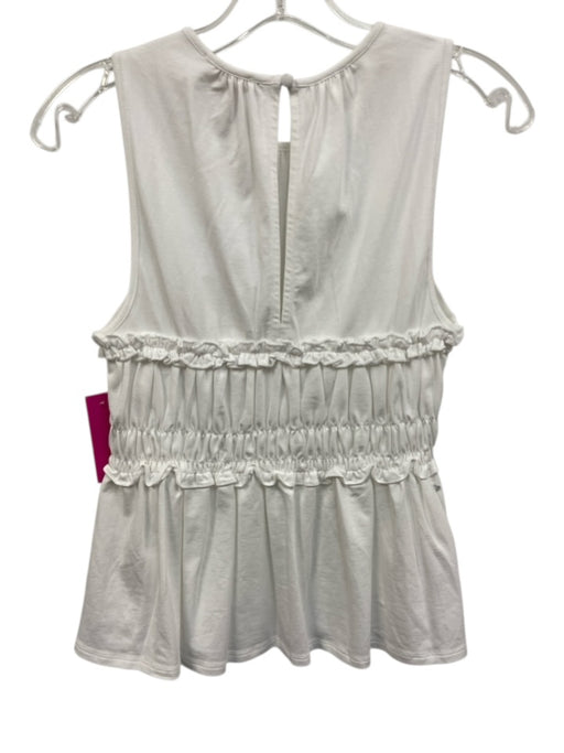 Cinq a Sept Size M White Cotton Blend Gathered Ruffle Sleeveless Top White / M