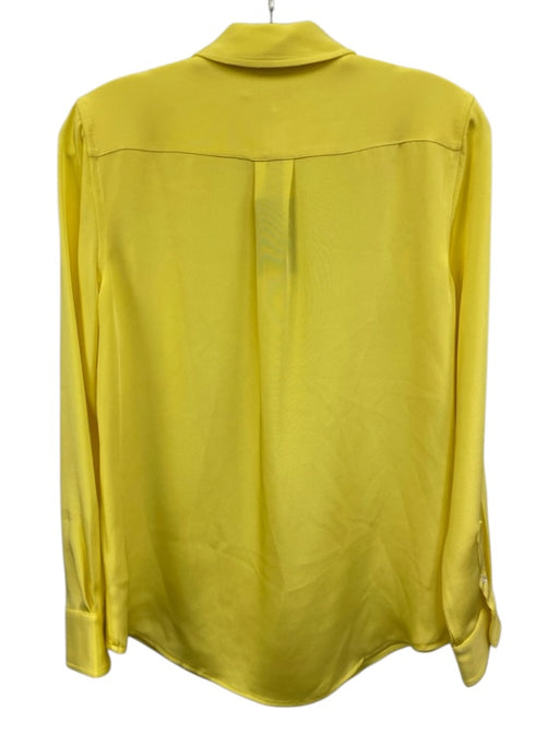 Ann Mashburn Size M Yellow Silk Long Sleeve Covered Buttons Button Down Top Yellow / M