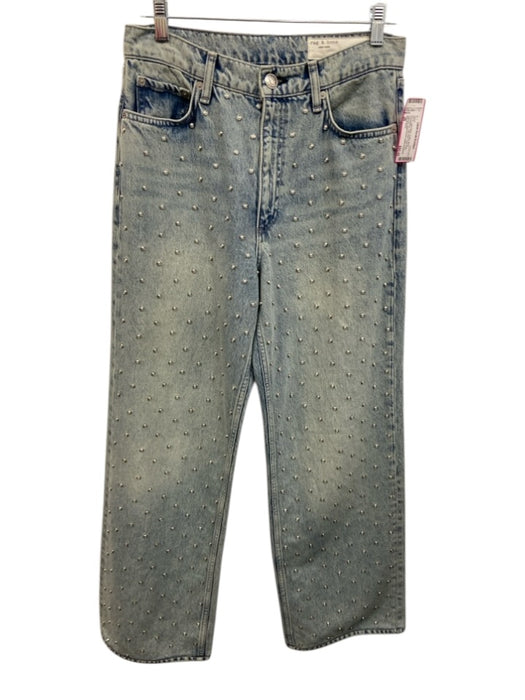 Rag & Bone Size 28 Light Wash Cotton Blend Embellished High Rise Jeans Light Wash / 28