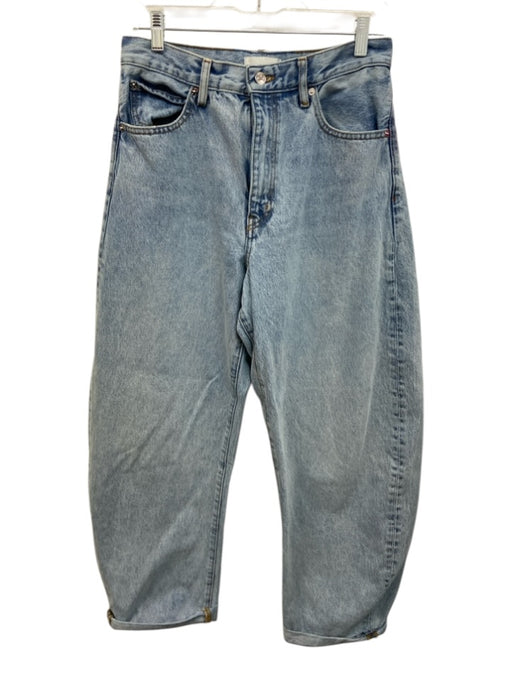 Frame Size 28 Light Wash Cotton High Rise Cuffed Barrel Jeans Light Wash / 28