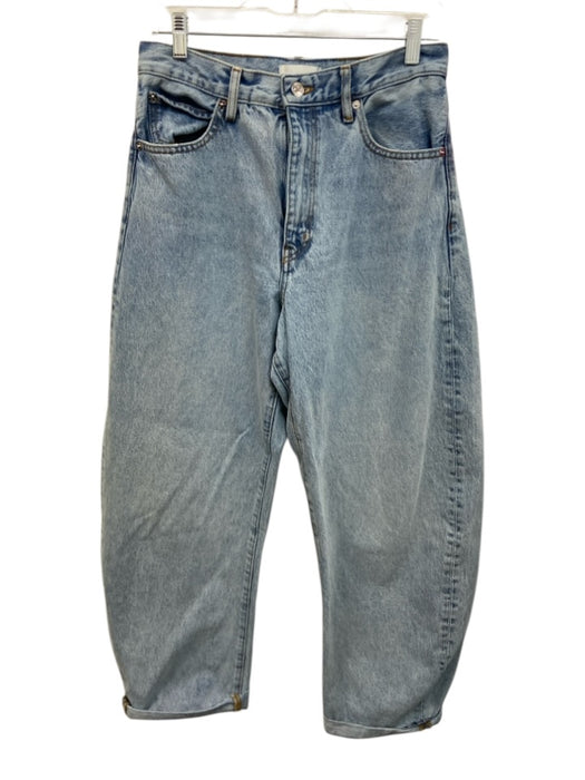 Frame Size 28 Light Wash Cotton High Rise Cuffed Barrel Jeans Light Wash / 28