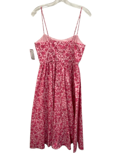 J Crew Size 4 Pink & White Cotton Spaghetti Strap Floral Print Pleated Dress Pink & White / 4
