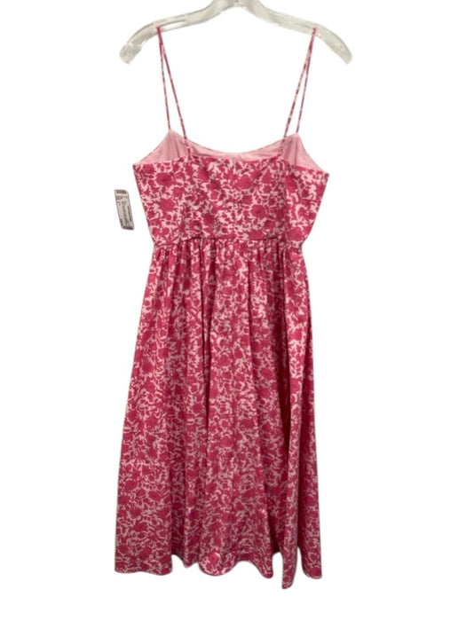 J Crew Size 4 Pink & White Cotton Spaghetti Strap Floral Print Pleated Dress Pink & White / 4