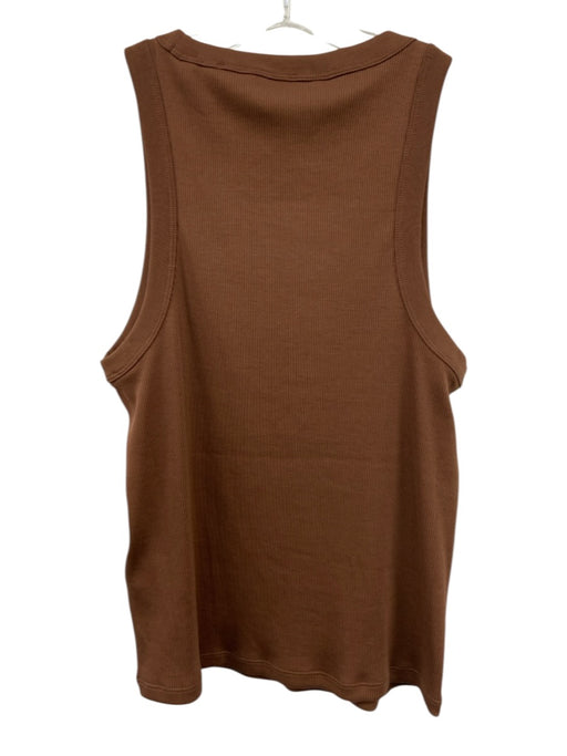Veronica Beard Size M Brown Pima Cotton Sleeveless Tank Rib Knit Scoop Neck Top Brown / M