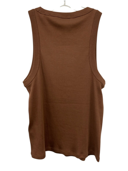 Veronica Beard Size M Brown Pima Cotton Sleeveless Tank Rib Knit Scoop Neck Top Brown / M