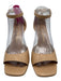 Stuart Weitzman Shoe Size 8B Beige Leather Peep Toe Ankle Buckle Midi Heel Pumps Beige / 8B