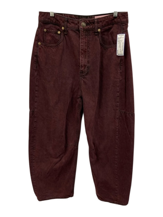 Rag & Bone Size 27 Burgundy & Black Cotton High Rise Barrel Jeans Burgundy & Black / 27
