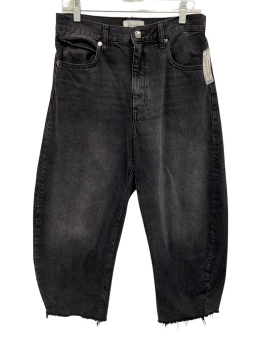 Frame Size 27 Washed Black Cotton Fading Raw Edge Wide Leg Jeans Washed Black / 27