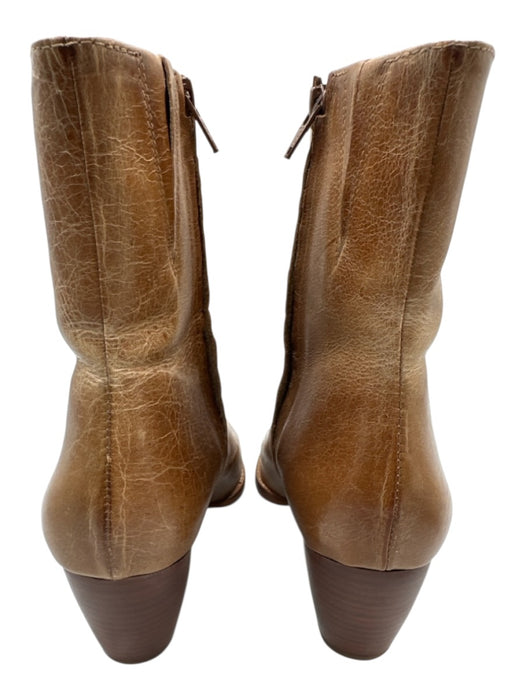 Matisse Shoe Size 8.5 Tan Brown Leather Upper Crinkle Pointed Toe Low calf Boots Tan Brown / 8.5