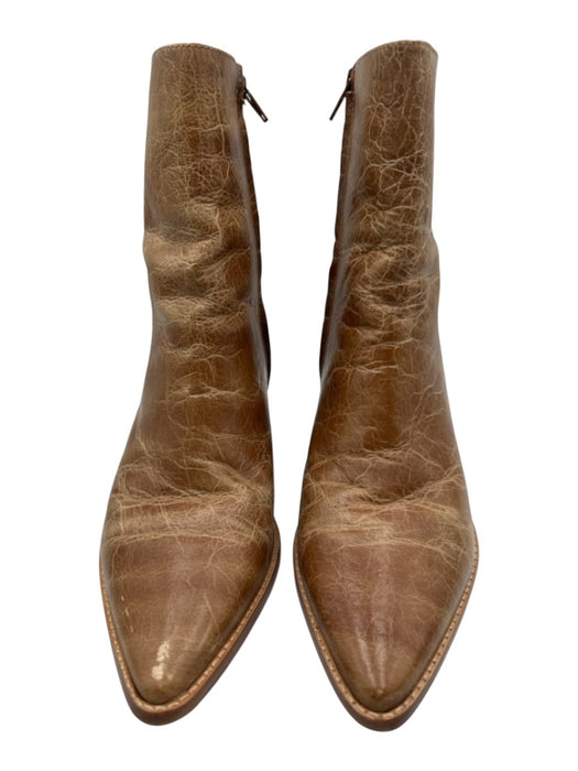 Matisse Shoe Size 8.5 Tan Brown Leather Upper Crinkle Pointed Toe Low calf Boots Tan Brown / 8.5