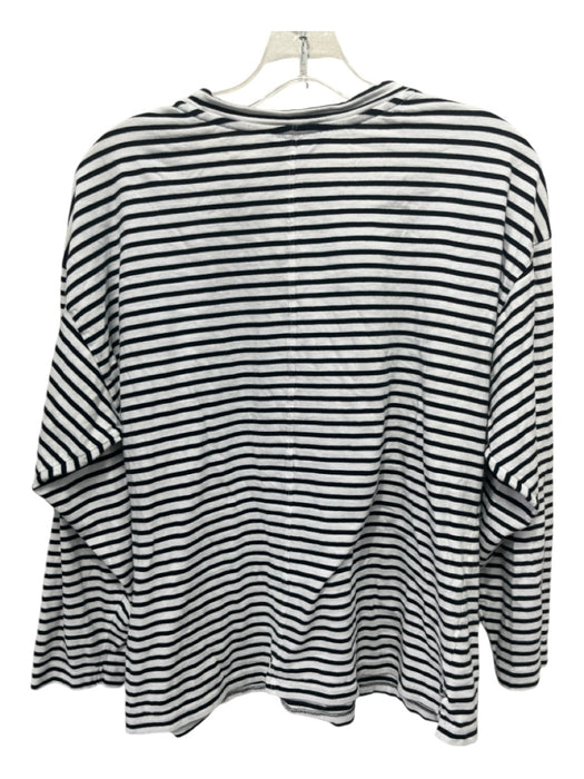 AYR Size Large White & Black Cotton Blend Long Sleeve Horizontal Stripe Top White & Black / Large