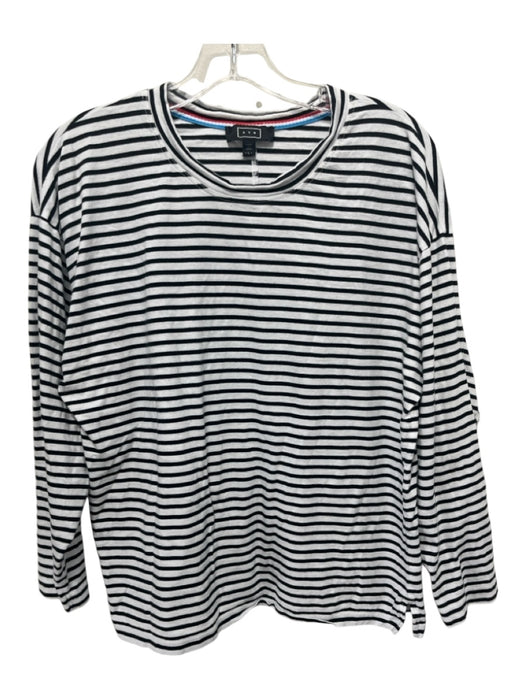 AYR Size Large White & Black Cotton Blend Long Sleeve Horizontal Stripe Top White & Black / Large