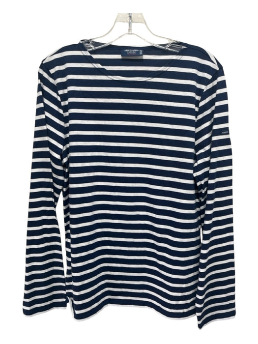 Saint James L'Atelier Size Medium Navy & white Cotton Long Sleeve Boat Neck Top Navy & white / Medium