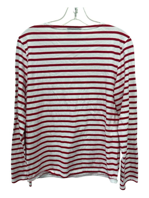 Saint James L'Atelier Size Medium Red & White Cotton Long Sleeve Boat Neck Top Red & White / Medium