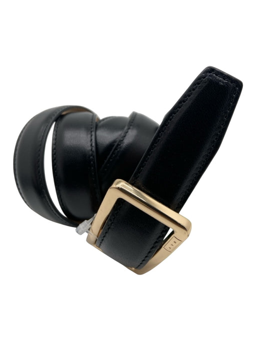 AYR Black Leather Gold Bucjle Rectangle Belts Black / 3/L