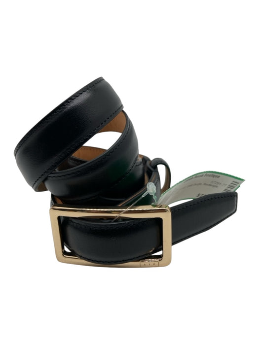 AYR Black Leather Gold Bucjle Rectangle Belts Black / 3/L