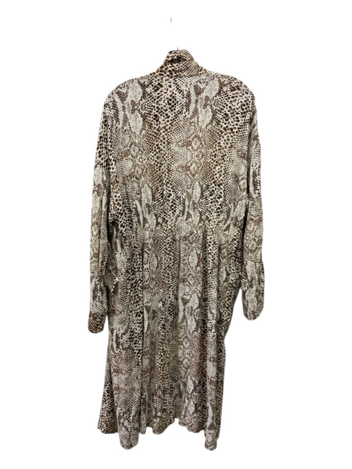 Free People Size XS Brown & Cream Viscose Wrap Open Front Snake Print Cardigan Brown & Cream / XS