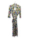 Diane Von Furstenberg Size L White & Multi Silk Floral Wrap Sash Midi Dress White & Multi / L