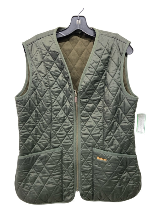 Barbour Size 10 Dusty Green Polyamide Zip Front Quilted Pockets Reversible Vest Dusty Green / 10