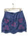 By Anthropologie Size 4 Navy & Multi Linen Blend High Rise Side Zip Skirt Navy & Multi / 4