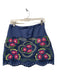 By Anthropologie Size 4 Navy & Multi Linen Blend High Rise Side Zip Skirt Navy & Multi / 4