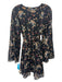 Free People Size S Black & Multi Polyester Floral Long Sleeve Surplice Dress Black & Multi / S